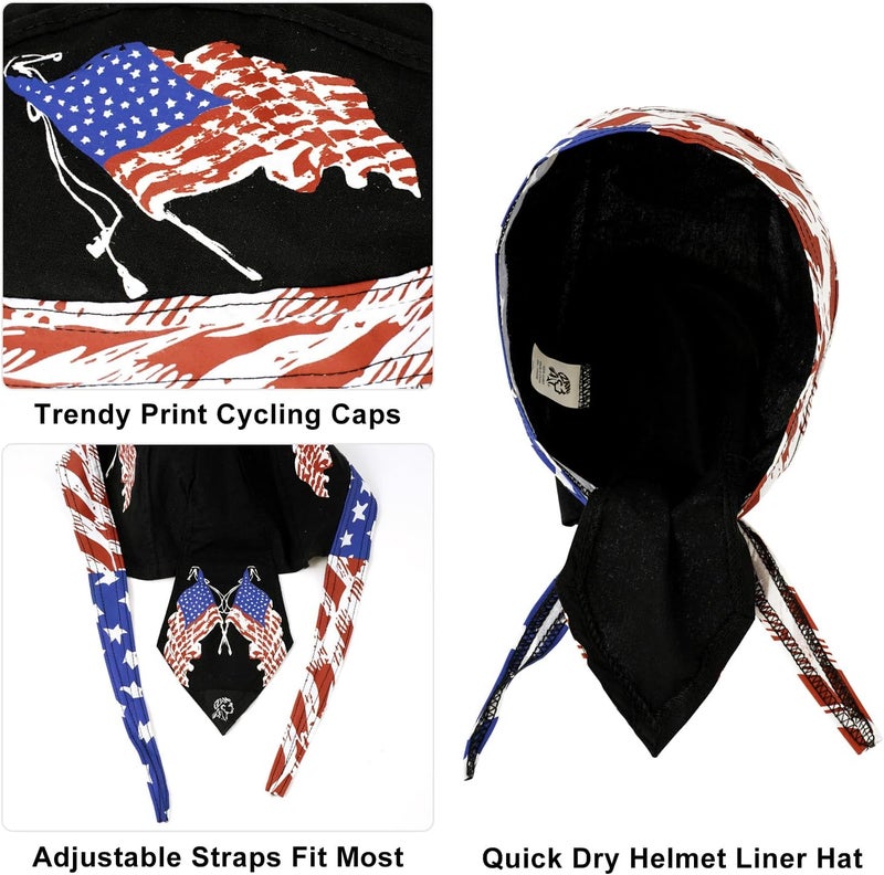 DOCILA 3 Pcs Do Rags for Men Skull Cap Bandana Hat Breathable Helmet Linner Beanie - Image 5